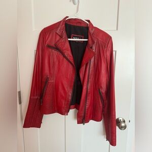 Dark red leather jacket. Worn once. The jacket is beautiful lightweight.